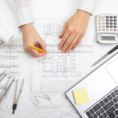 Architect working on blueprint. Architects workplace – architect Architect working on blueprint. Architects workplace - architect